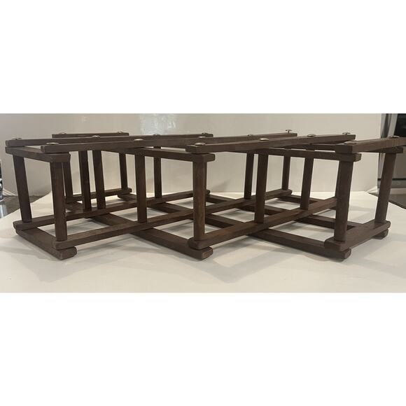 Wooden Freestanding Folding Wine Bottle Rack Kitchen Storage Vintage - Picture 7 of 9